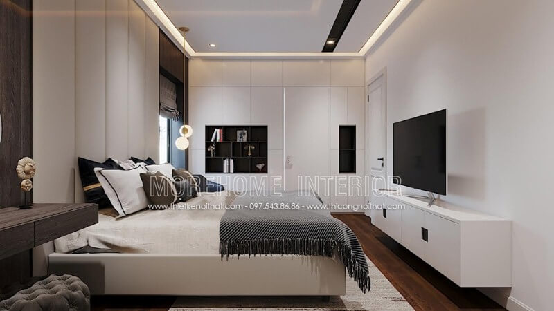 Tủ đựng đồ ấn tượng trong trang trí phòng ngủ phong cách hiện đại. Thiết kế phòng ngủ biệt thự