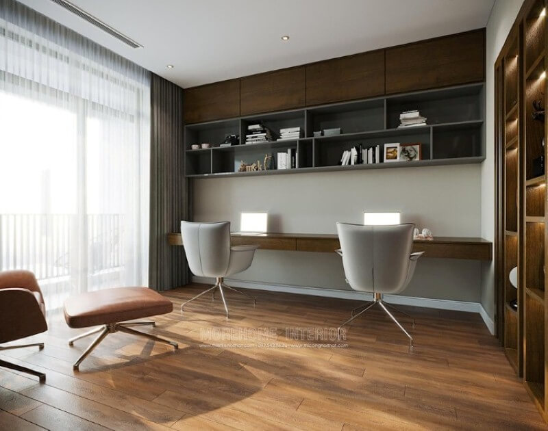 Kệ để đồ với nhiều ngăn sẽ là lựa chọn giúp bạn lưu trữ đồ một cách khoa học trong phòng học. Thiết kế chung cư